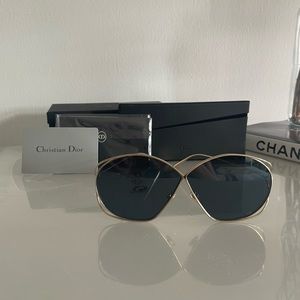 Dior sunglasses, gold with blue gray tint